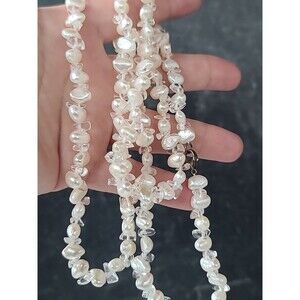 925 Sterling Silver Pearl & Quartz Beaded Necklace Vintage
